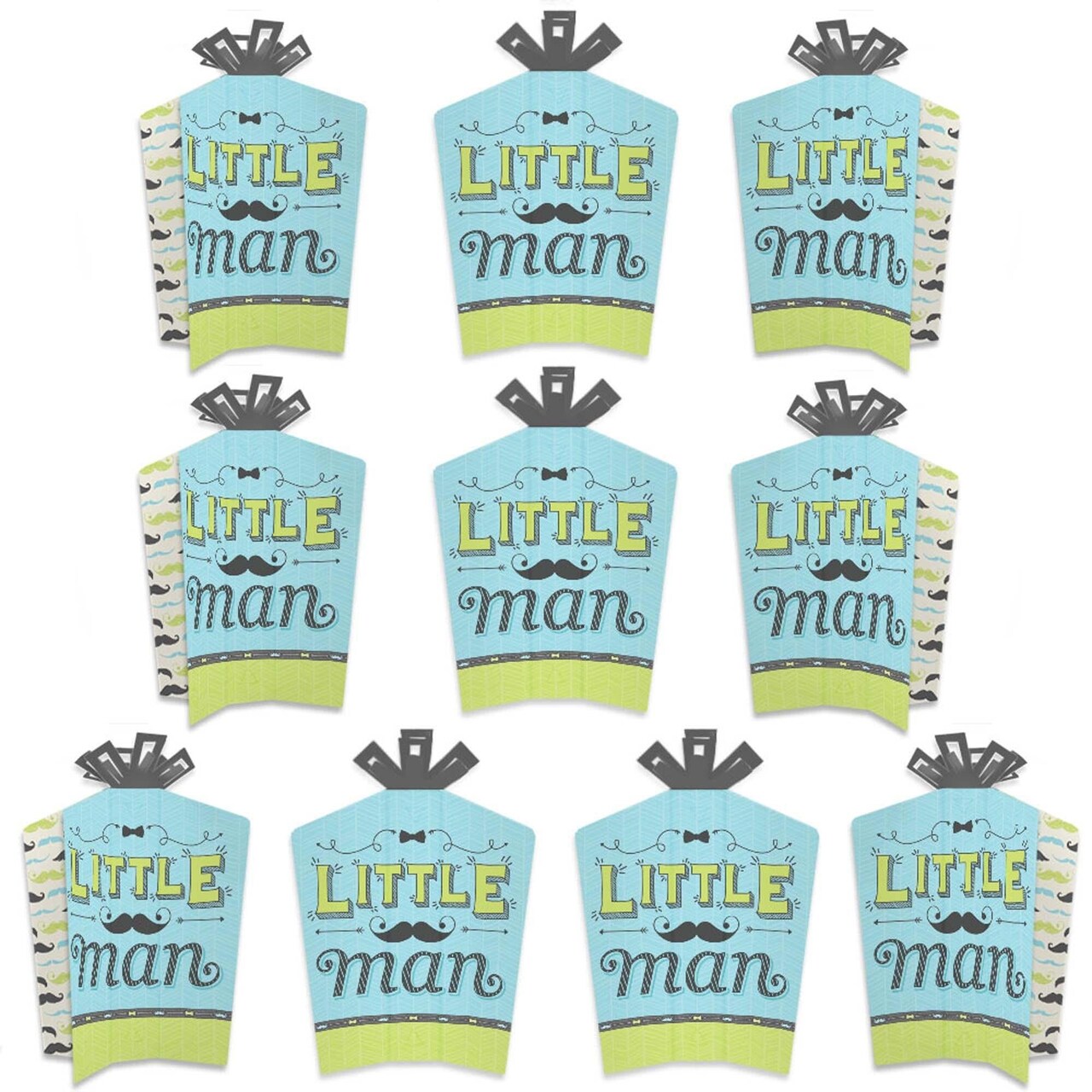 Big Dot of Happiness Dashing Little Man Mustache Party - Table Decorations - Baby Shower or Birthday Party Fold and Flare Centerpieces - 10 Count